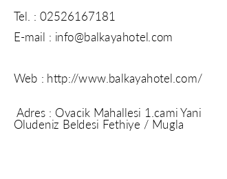 Balkaya Hotel iletiim bilgileri